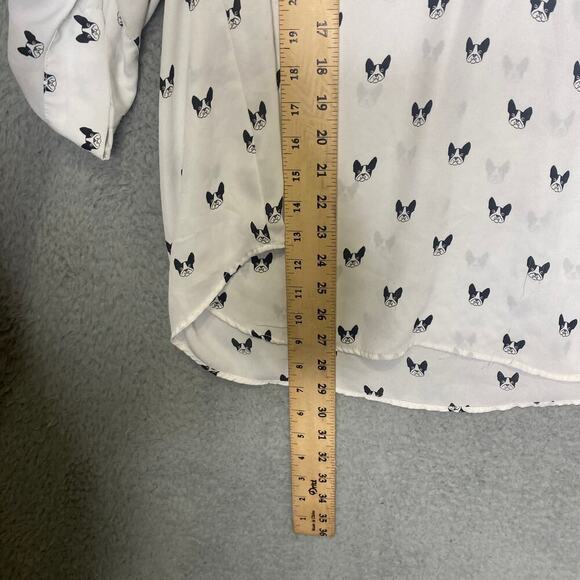 Torrid womens 1 button up sheer roll tab novelty puppy geometric lightweight - Picture 9 of 10